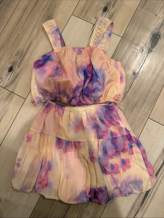 Zara Other - Zara Peach Tie-Dye Two-Piece Dress Set with Pink & Purple Accents